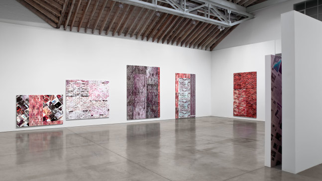 Installation view, Kelley Walker, Paula Cooper Gallery, 534 W 21st Street, New York. October 31 - December 13, 2008. © Kelley Walker. Courtesy Paula Cooper Gallery, New York. Photo: Ellen Page Wilson.