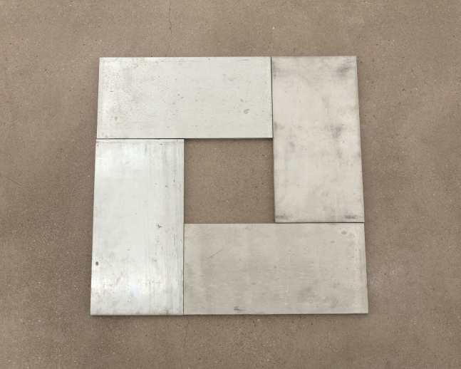 Carl Andre Quoid Zn, Düsseldorf, 1990 zinc plates, 4 units each: 3/8 x 6 x 12 in. (1 x 15.2 x 30.5 cm) overall: 3/8 x 18 x 18 in. (1 x 45.7 x 45.7 cm)