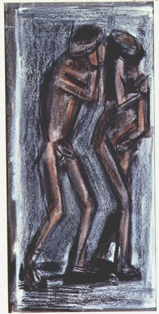Michael Hurson &quot;Study for Adam and Eve&quot; 1992 Pencil, conte, ink on paper 12 1/2&quot; x 6&quot;