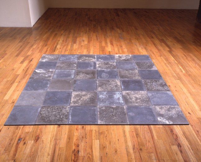 Carl Andre &quot;Lead - Magnesium Plain&quot; 1969 36 unit square, 6 x 6 18 plates, each metal alternating 3/8&quot; x 12&quot; x 12&quot; each 3/8&quot; x 72&quot; x 72&quot; overall