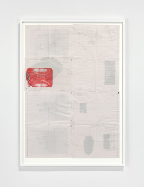 Matias Faldbakken SEE YOU ON THE FRONT PAGE OF THE LAST NEWSPAPER THOSE MOTHERFUCKERS EVER PRINT #6 (panel 1), 2014 newsprint, tape, wooden frame paper size: 61 1/2 x 44 in. (156.2 x 111.8 cm) framed: 67 3/4 x 48 3/8 in. (172.1 x 122.9 cm)