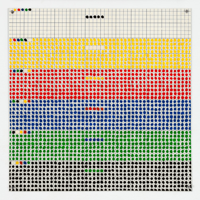 Jennifer Bartlett Color Counting, 1970 enamel over silkscreen grid on baked enamel on steel plate 12 x 12 in. (30.5 x 30.5 cm)