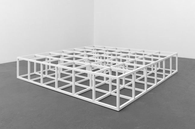 Sol LeWitt Modular Floor Structure, 1966/1968 baked enamel on aluminum and steel 22 7/8 x 129 3/8 x 129 1/8 in. (58.2 x 328.3 x 328 cm.)