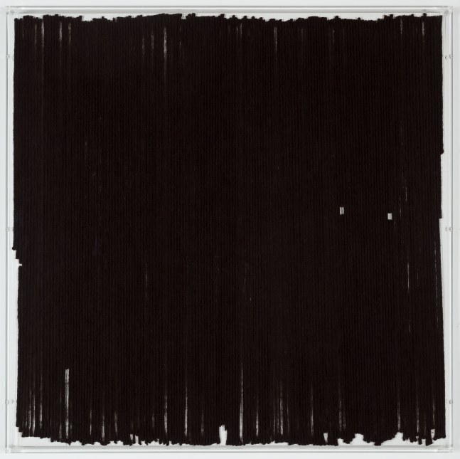 Rosemarie Trockel, I See Darkness 2, 2012, wool (black), 35 1.2 x 35 1/2 in. (892 x 90.2 cm), frame: 36 1/4 x 36 1/4 x 2 in. (92.1 x 92.1 x 5.1 cm)