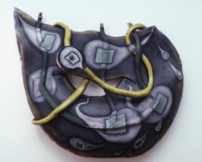 Elizabeth Murray &quot;Die/Eye&quot; 1988-89 Oil on canvas 91&quot; x 99 1/2&quot; x 19&quot;