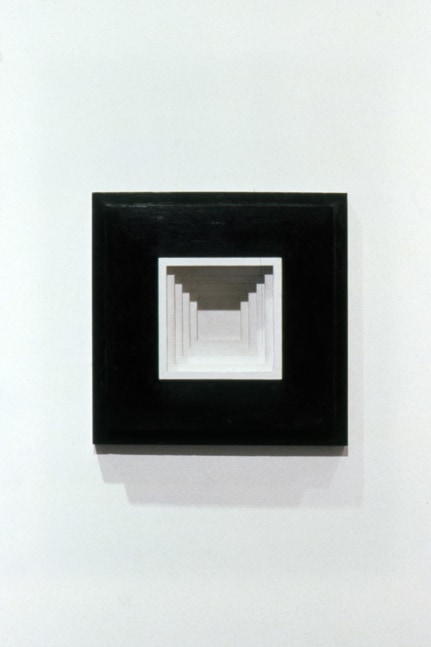 Jackie Winsor &quot;Inset Wall Piece with Stepped White Interior&quot; 1988-89 Cement and pigment 17&quot; x 17&quot; x 5 3/4&quot;
