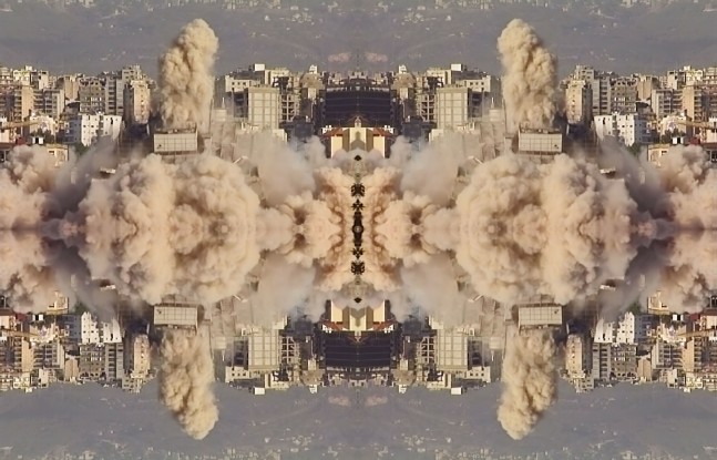 Walid Raad Sweet Talk: Commissions (Beirut) _ Solidere 1994-1997, 2019 (detail) panoramic digital video resolution 5760 x 1080 ratio 16:3, looped
