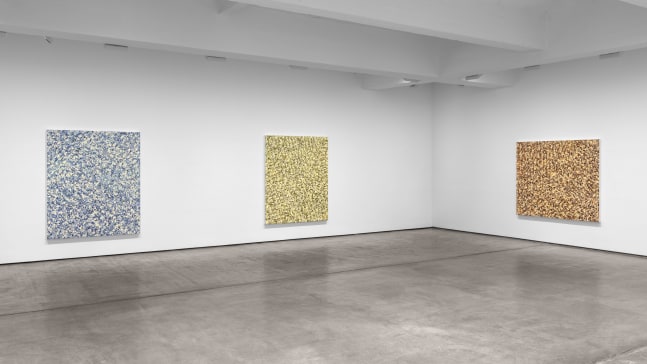 Installation view of paintings by Julian Lethbridge at Paula Cooper Gallery