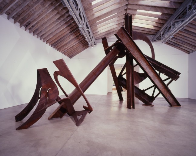 Installation view, Mark di Suvero, Paula Cooper Gallery, 534 W 21st Street, New York. May 1 - June 1, 2002. Photo: Alan Reich.