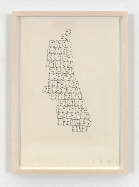 Claes Oldenburg Calendar Map of Chicago, 1963 ink on paper 18 x 12 in. (45.7 x 30.5 cm) frame: 19 3/4 x 14 x 1 1/2 in. (49.8 x 35.5 x 3.8 cm)