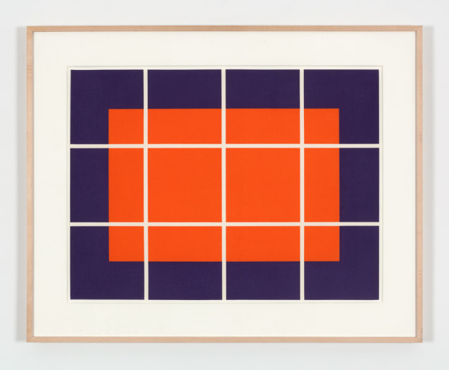 Donald Judd  Untitled, 1992-93  set of two woodcuts in purple and orange on Japanese Echizen paper  23 x 30 3/4 in. (58.4 x 78.1 cm)  Edition 24 of 30 + 13 AP + 1 PP  signed recto lower right; printer: Tadashi, Toda, Kyoto, Japan; publisher: Creative Works, Editions, Kyoto, Japan