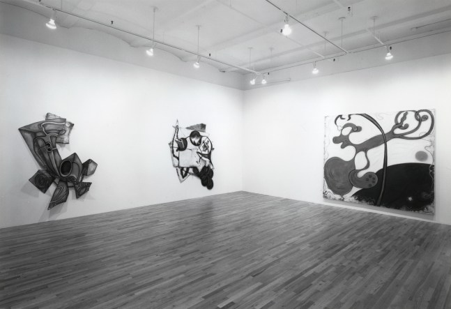 Installation view, Elizabeth Murray, Paula Cooper Gallery, 149 Wooster Street, New York, March 31 - April 23, 1994. © 2025 Elizabeth Murray / Artists Rights Society (ARS), New York. Courtesy Paula Cooper Gallery, New York. Photo: Geoffrey Clements.