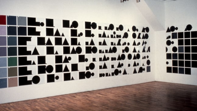 Installation view, A New Work: Rhapsody, Paula Cooper Gallery, 155 Wooster Street, New York, May 8 - Jun 2 1976. © Jennifer Bartlett. Courtesy Paula Cooper Gallery, New York, Marianne Boesky Gallery, New York, and The Jennifer Bartlett 2013 Trust.