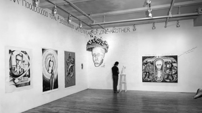 Installation view, Jonathan Borofsky, Paula Cooper Gallery, 155 Wooster Street, New York, March 10 - April 7 1979. © Jonathan Borofsky. Courtesy Paula Cooper Gallery, New York. Photo: Geoffrey Clements.