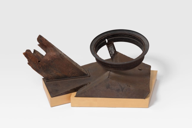 Mark di Suvero Untitled, 1962 welded steel and wood 14 1/2 x 51 x 27 in. (36.8 x 129.5 x 68.6 cm); base: 4 x 52 x 27 1/2 in. (10.2 x 132.1 x 69.9 cm)