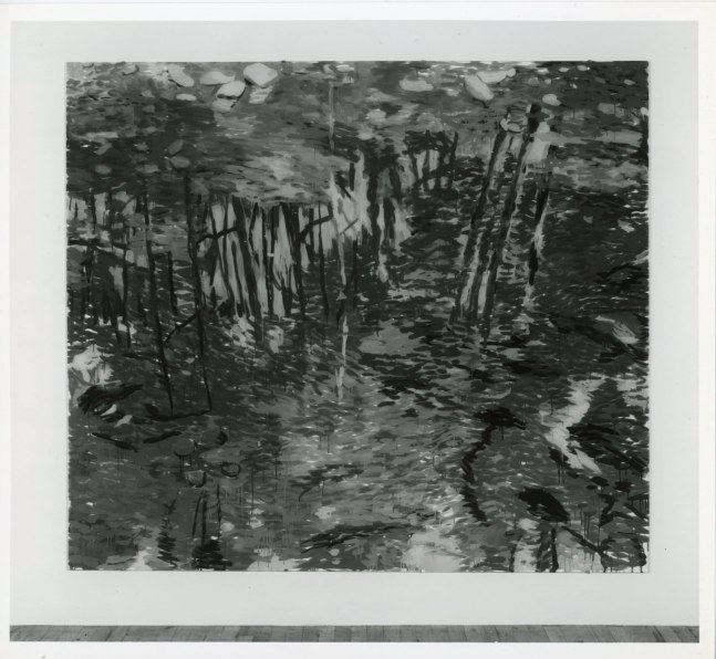 Jennifer Bartlett &quot;Up the Creek&quot; 1981-82 Testors enamel on glass 72&quot; x 82 1/2&quot;