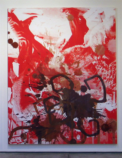 Kelley Walker "Black Star Press (rotated 180 degrees): Press Black" 2006 Digital print and chocolate on canvas overall: 105 x 82 1/2 in.