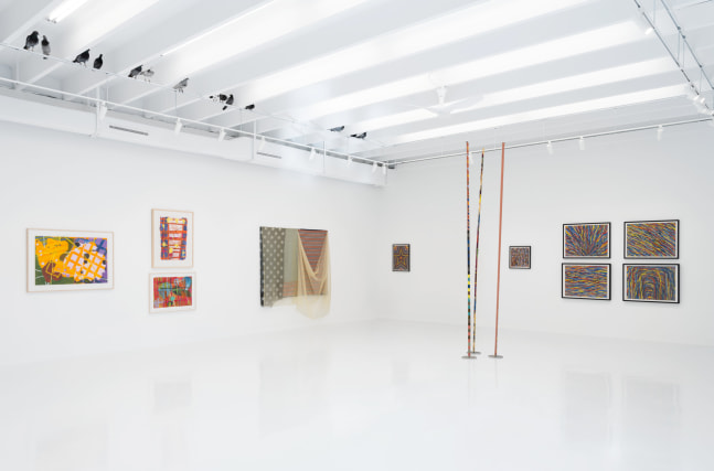Installation view, FOUR PLAY: Eric N. Mack, Cynthia Hawkins, Alan Shields, Sol LeWitt, Paula Cooper Gallery, West Palm Beach, Florida, February 1 – March 2, 2025. Photo: Oriol Tarridas.
