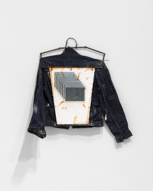 Matias Faldbakken Plaster Jacket (Home/Dreamer #2), 2016 polyester jacket, synthetic plaster, rebar, steel wire, Lascaux UV-glue, 8 prints on newsprint 30 3/8 x 35 1/2 x 9 7/8 in. (77.2 x 90.2 x 25.1 cm)