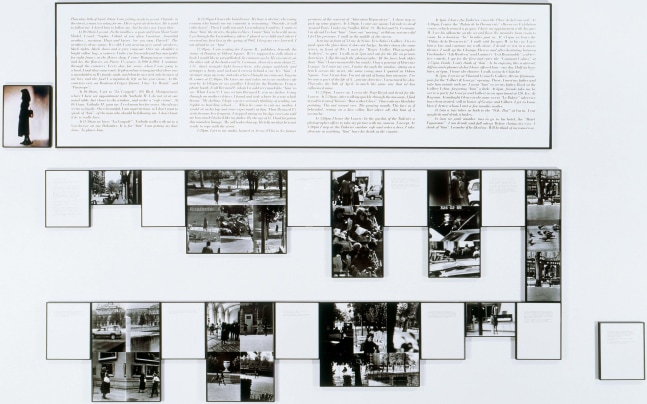 Sophie Calle "The Shadow (Detective)" 1985 9 gelatin silver prints, 1 color photograph 12 panels of text overall dimensions variable