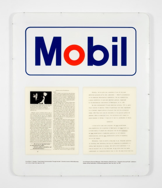 Hans Haacke
Mobilization, 1975
four-color silkscreen on acrylic plastic
single panel: 57 1/2 x 48 in. (146.1 x 121.9 cm)
Edition 1 of 6