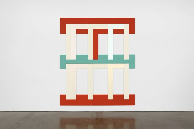 David Novros 
Asturias 4, 2022
oil on masonite panel
19 panels, overall: 12 ft 9 in. x 10 ft 3 in. (388.6 x 312.4 cm)
Photo: Steven Probert