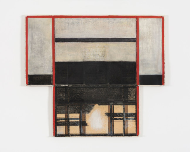 David Novros Untitled, 1973-75 pastel, oil and drawing-pins on paper, mounted on Shoji-panel, hinged wings 42 1/2 x 48 in. (108 x 122 cm)