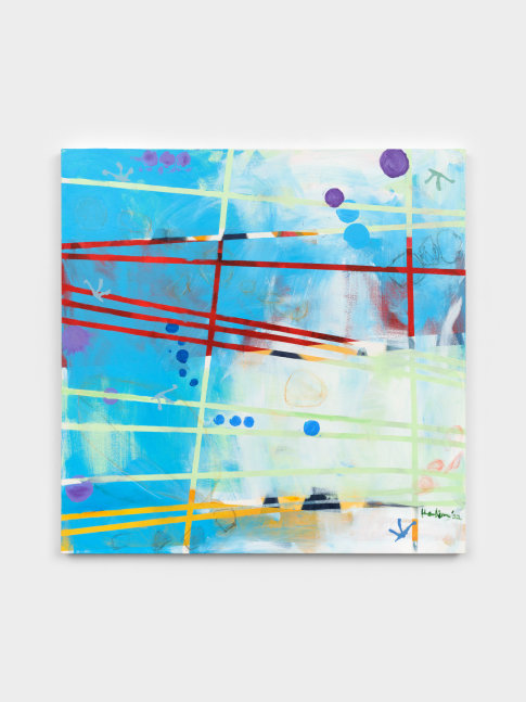 Cynthia Hawkins  Gwynfor's Soup, or the Proximity of Matter #7, 2022  acrylic on canvas  48 x 48 in. (121.9 x 121.9 cm)  signed recto; signed, titled, and dated verso
