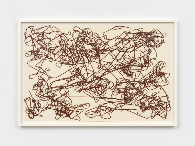 Christian Marclay
Untitled (from the series Taped Tape), 1994
collage of magnetic tape and adhesive tape on paper
26 x 40 in. (66 x 101.6 cm) frame: 28 3/4 x 42 3/4 in. (73 x 108.6 cm)
signed and dated verso: &amp;quot;Christian Marclay 1994&amp;quot;
&amp;copy; Christian Marclay. Courtesy Paula Cooper Gallery, New York
Photo: Steven Probert