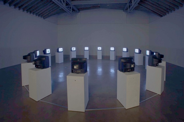 Christian Marclay "Shake Rattle and Roll (Fluxmix) 2004 16 DVDs, 16 monitors 10 - 15 minutes