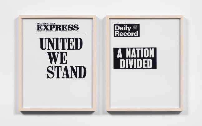 Sarah Charlesworth United We Stand/A Nation Divided, 1979 (released 2003) 2 black and white prints each frame: 16 3/8 x 13 1/8 in. (41.6 x 33.3 cm) Edition 3 of 5, + 2 APs