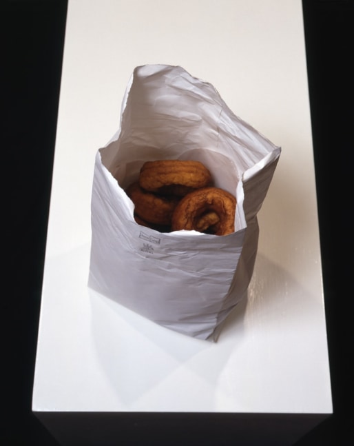 Robert Gober &quot;Bag of Donuts&quot; 1989 Paper, dough, rhoplex (12 donuts) 11&quot; x 6 1/2&quot; x 6&quot;