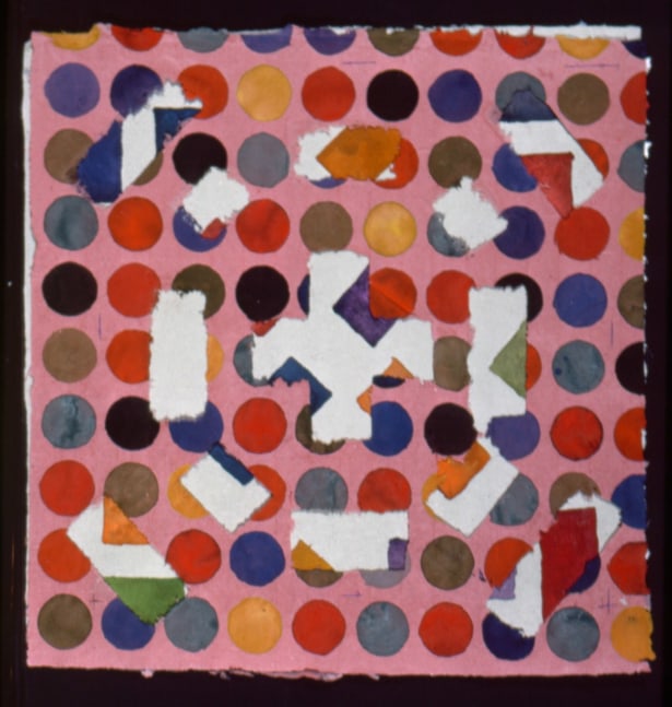 Alan Shields &quot;T.B. Machine&quot; 1984-85 Watercolor, thread on two sheets, handmade paper 21 1/2&quot; x 20 3/4&quot;