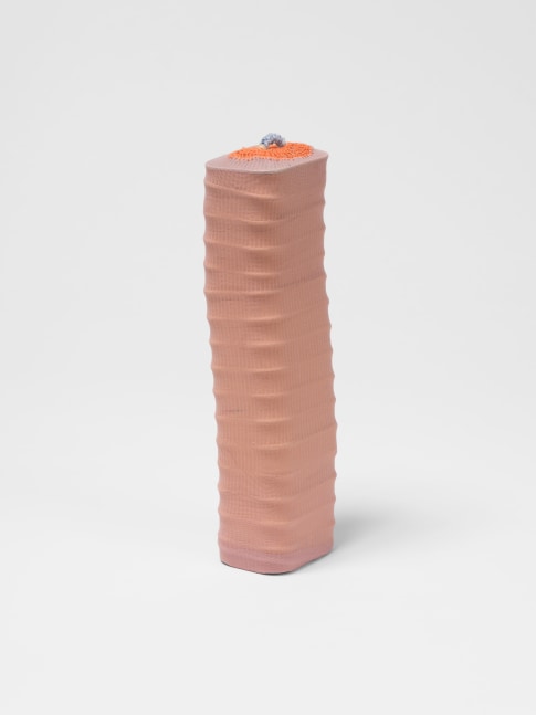 Veronica Ryan Little Totem, 2024–2025 sardine tins, crochet, bronze 15 1/2 x 4 1/4 x 3 1/2 in. (39.4 x 10.8 x 8.9 cm)