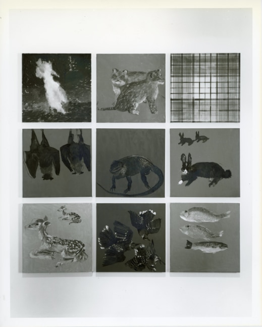 Jennifer Bartlett &quot;Lot of People Bathing in a Stream&quot; 1989 Oil on nine canvases 18&quot; x 18&quot; each 57&quot; x 57&quot; overall