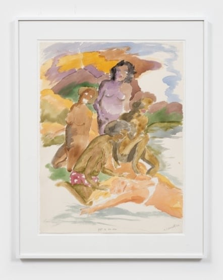 Robert Colescott 
gift of the sea, 1984
watercolor and graphite on Arches paper
paper: 30 x 22 1/4 in. (76.2 x 56.5 cm)
frame: 37 5/8 x 29 3/4 x 1 1/2 in. (95.6 x 75.6 x 3.8 cm)