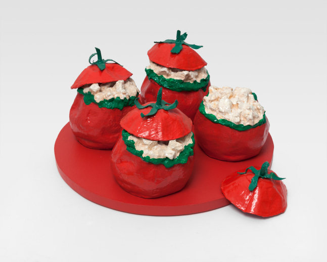 Claes Oldenburg Tomates Farcies, 2015 canvas, plaster, expanded polystyrene, wood, epoxy, resin, latex paint 7 1/2 x 16 x 16 in. (19.1 x 40.6 x 40.6 cm)