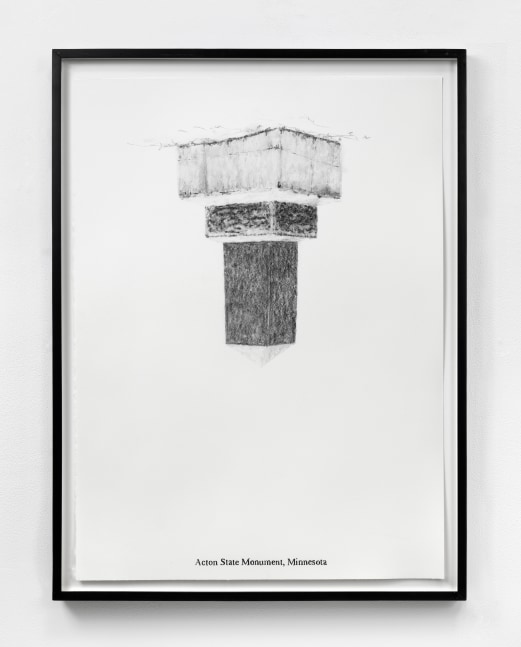 Sam Durant Acton State Monument, Minnesota, 2005 graphite on paper 30 x 22 inches (76.2 x 55.9 cm.) frame: 33 x 25 in. (83.8 x 63.5 cm)