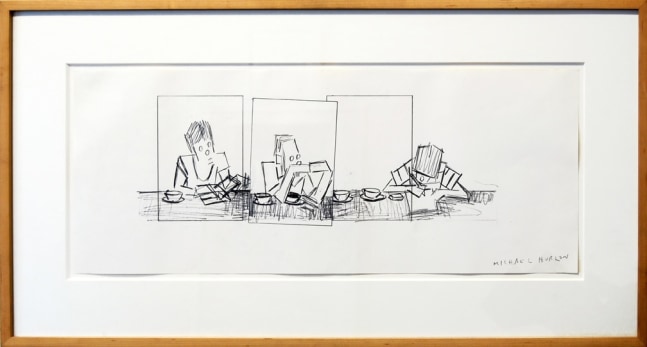 Michael Hurson &quot;Portrait of Hermine, Bob, and Erik&quot; 1977 Pencil on paper 9 7/8&quot; x 24&quot; sheet