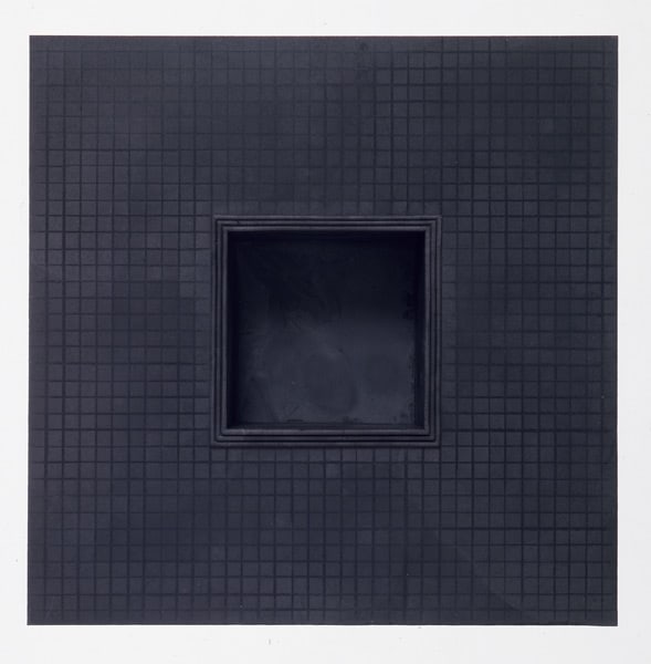 Jackie Winsor "Inset Wall Piece Black Plaster with Black Stepped Inset" 1995 Plaster and pigment 18" x 18" x 5"