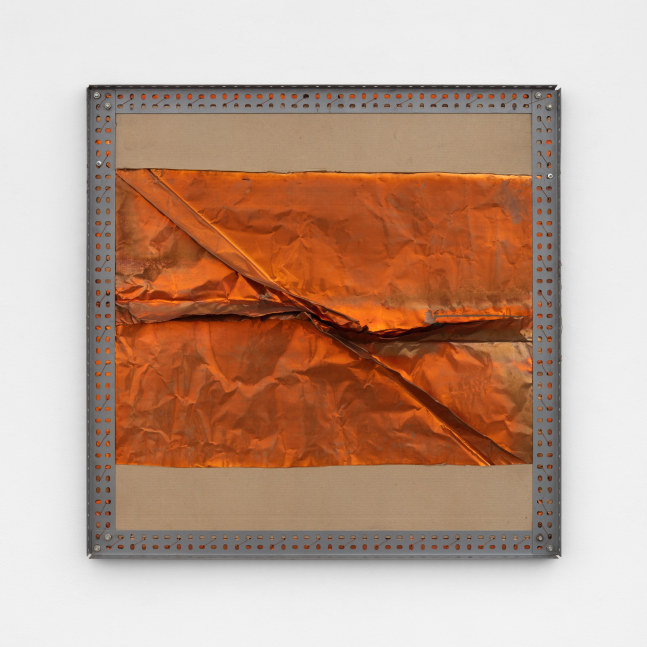 Luciano Fabro Panorama (Gioiello), 1982 copper sheeting, copper wire, fatcardboard, metal frame 39 3/8 x 39 3/8 x 7 7/8 in. (100 x 100 x 20 cm)