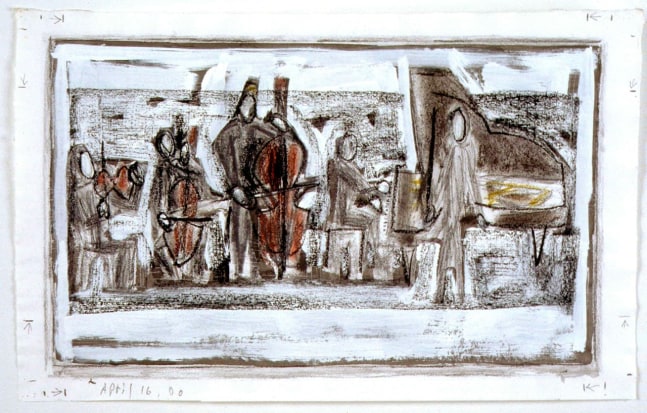 Michael Hurson "Study for the Musicians (Work in Progrss)" 2000 Ink, graphite and gouache on paper 12 x 19 in.