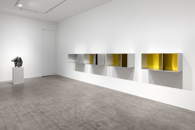 Installation view, John Chamberlain & Donald Judd, November 2 – December 14, 2019