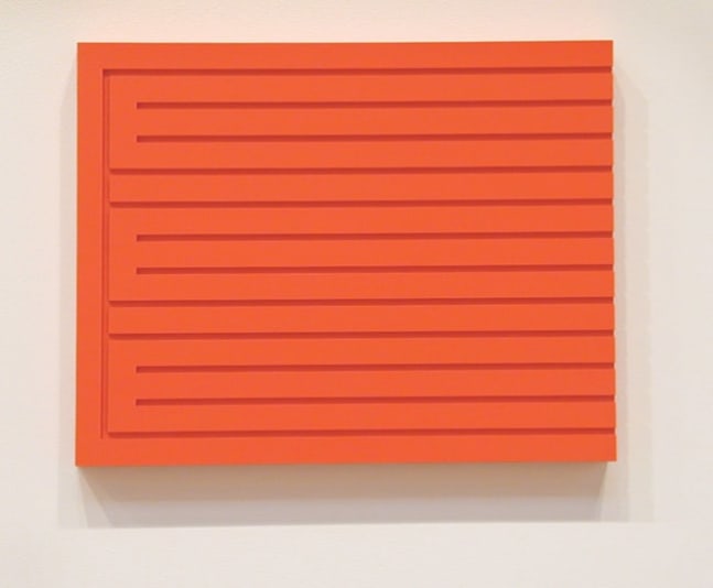 Donald Judd &quot;Wood Block (17R)&quot; 1989 Cadmium red light, Artist Alkyd on clear sugar pine 16 x 20 3/4 x 2 in.