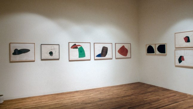Installation view, Gouaches, Paula Cooper Gallery, 155 Wooster Street, New York, March 22 - April 14 1984. © 2025 Joel Shapiro / Artists Rights Society (ARS), New York. Courtesy Paula Cooper Gallery, New York. Photo: Geoffrey Clements.