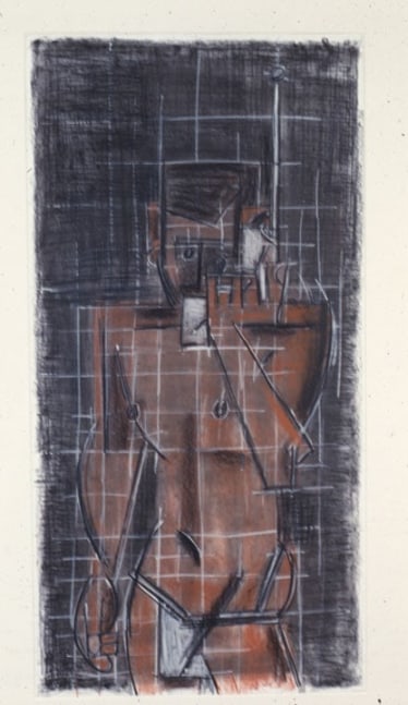 Michael Hurson "Nomad" 1985 Pencil, conte crayon on paper 40 1/2 x 20 1/4 in.