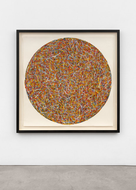 Sol LeWitt, Lines In All Directions (Circle), 1993 gouache on paper, 60 x 60 in. (152.4 x 152.4 cm), frame: 68 7/8 x 68 7/8 x 2 3/4 in. (174.9 x 174.9 x 7 cm)