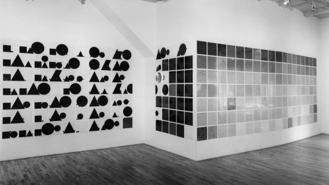 Installation view, A New Work: Rhapsody, Paula Cooper Gallery, 155 Wooster Street, New York, May 8 - Jun 2 1976. © Jennifer Bartlett. Courtesy Paula Cooper Gallery, New York, Marianne Boesky Gallery, New York, and The Jennifer Bartlett 2013 Trust. Photo: Geoffrey Clements