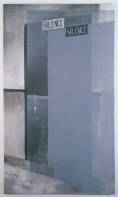 Christian Marclay "Double Doors (The Electric Chair)" 2006 Silkscreen ink on synthetic polymer paint on canvas 93 3/4 x 53 1/2 in.