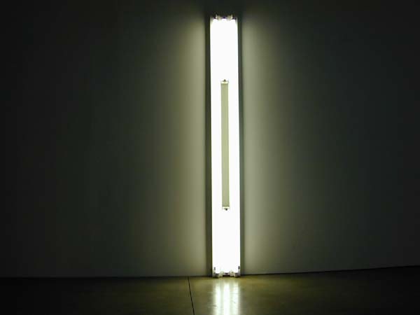 Dan Flavin "Untitled" 1966 Two 2 foot and two 8 foot cool white fluorescent lights with fixtures Overall: 96 1/4 x 10 1/4 in.
